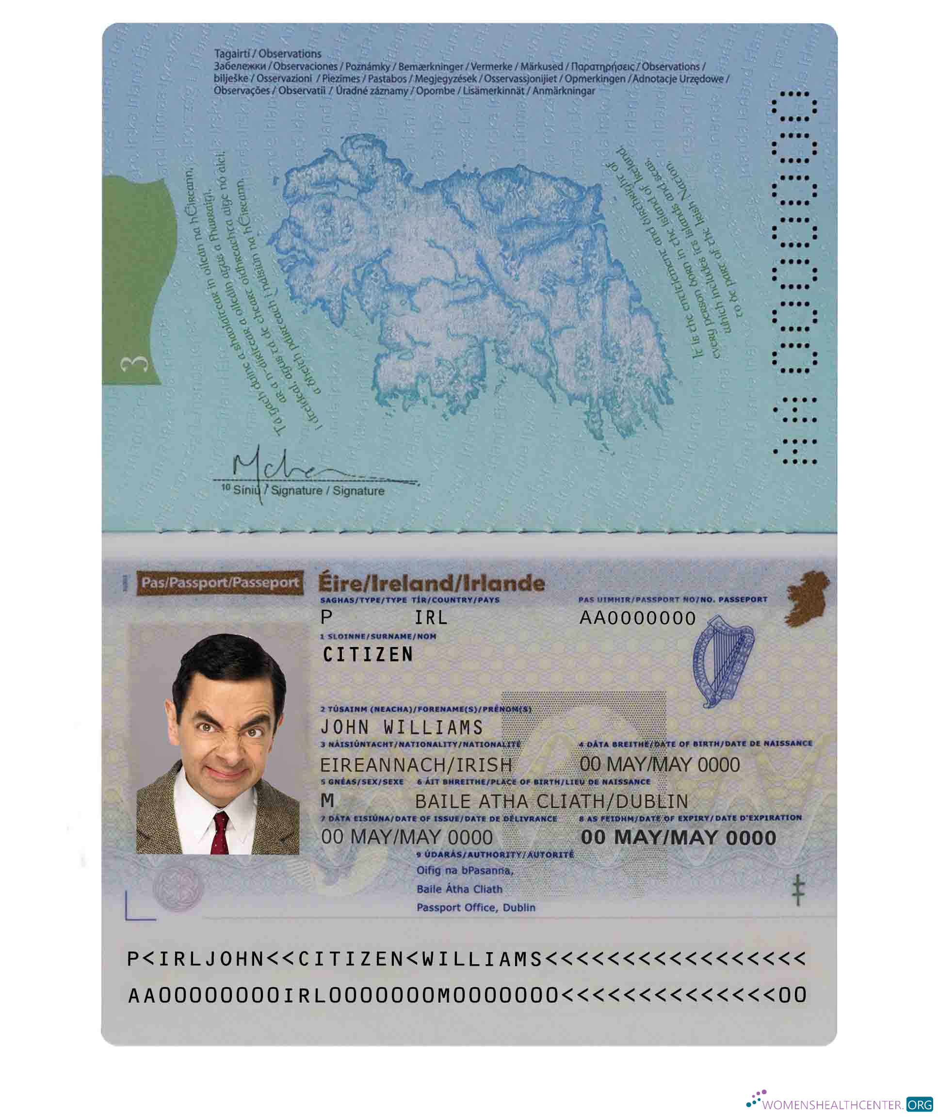 Download Ireland passport Photoshop template